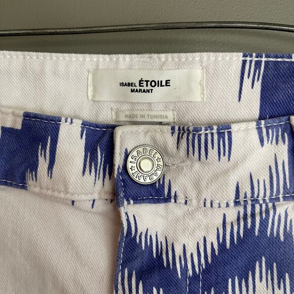 Isabel Marant Etoile Lanea Jeans Size Medium White Blue Western Aztec High Rise - Picture 12 of 16
